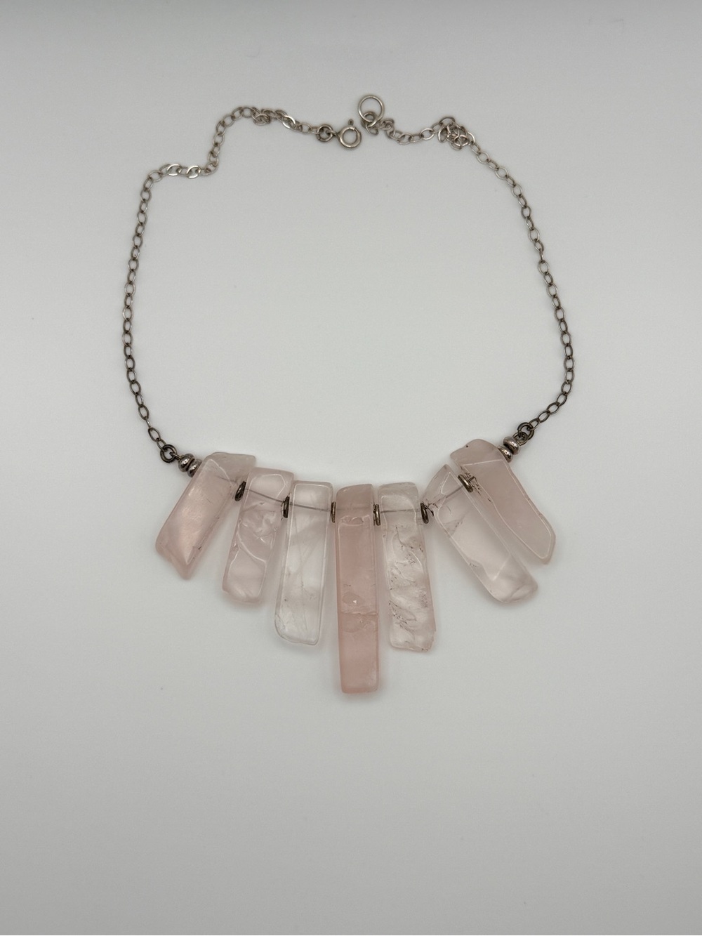 Rose Quartz Bar Collar Necklace